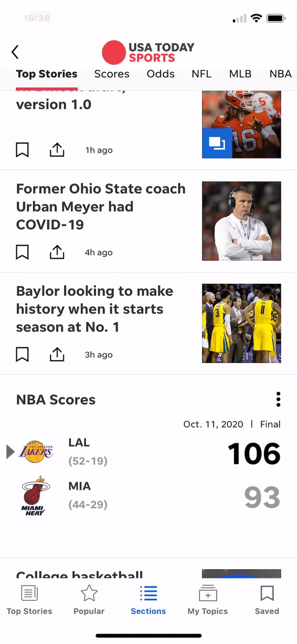 consumption example in the USA Today Sports app